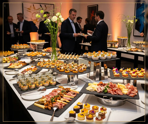 Corporate catering setup for a business event in Zürich